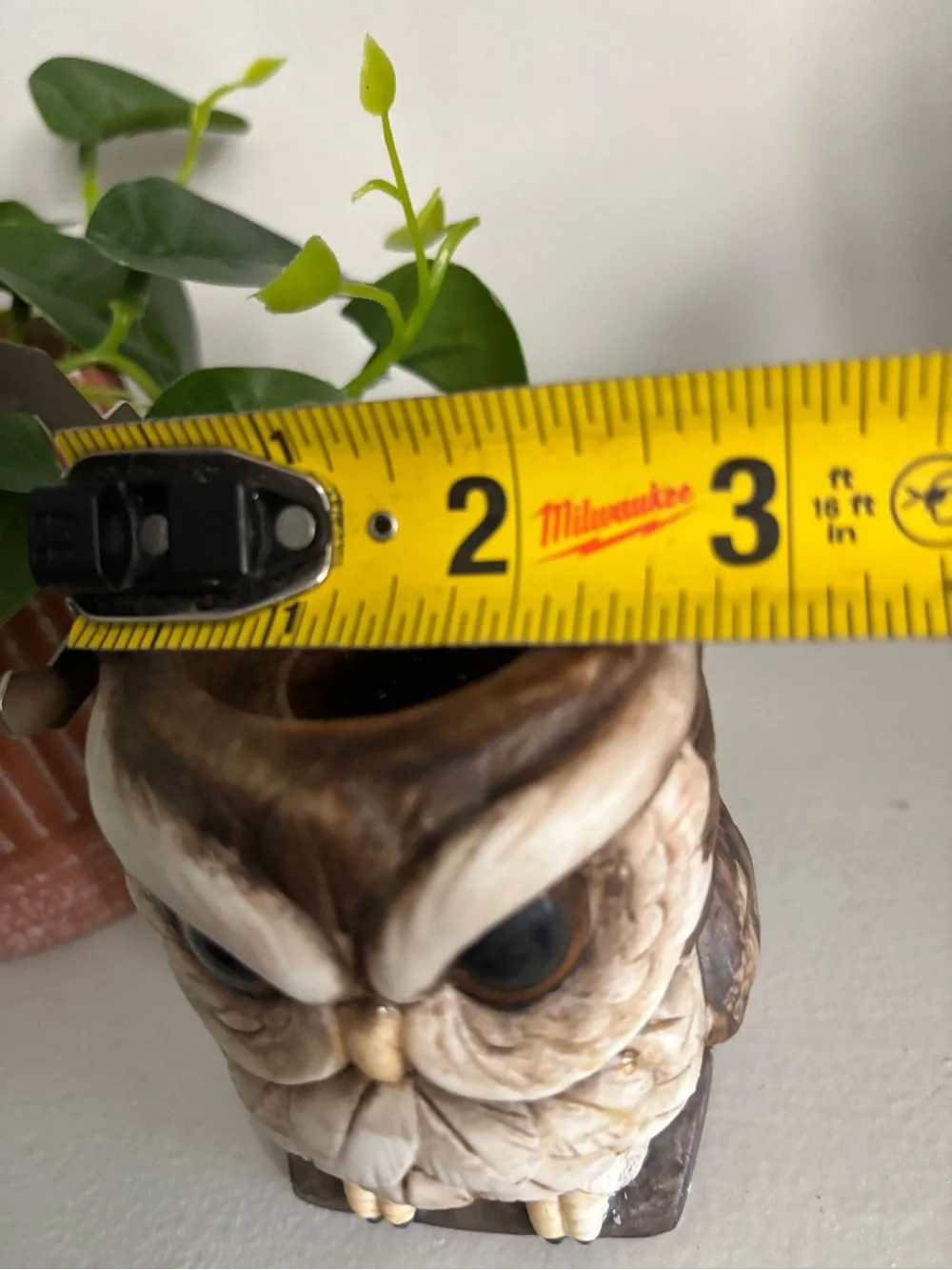 Vintage Mcm retro ceramic grumpy owl tapered candle holder